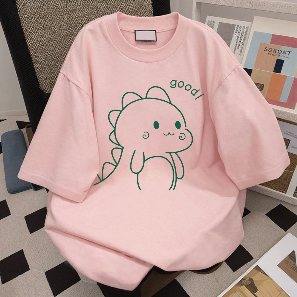 Cotton Short-sleeved T-shirt Cute Little Dinosaur oversize Vietnam Thailand Myanmar Cross-border Crewneck Women's T-shirt