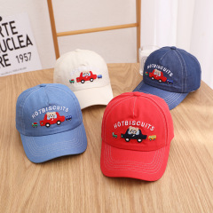 小汽車卡通刺繡寶寶棒球帽本惠兒童帽子春款簡約3-8歲中童棒球帽