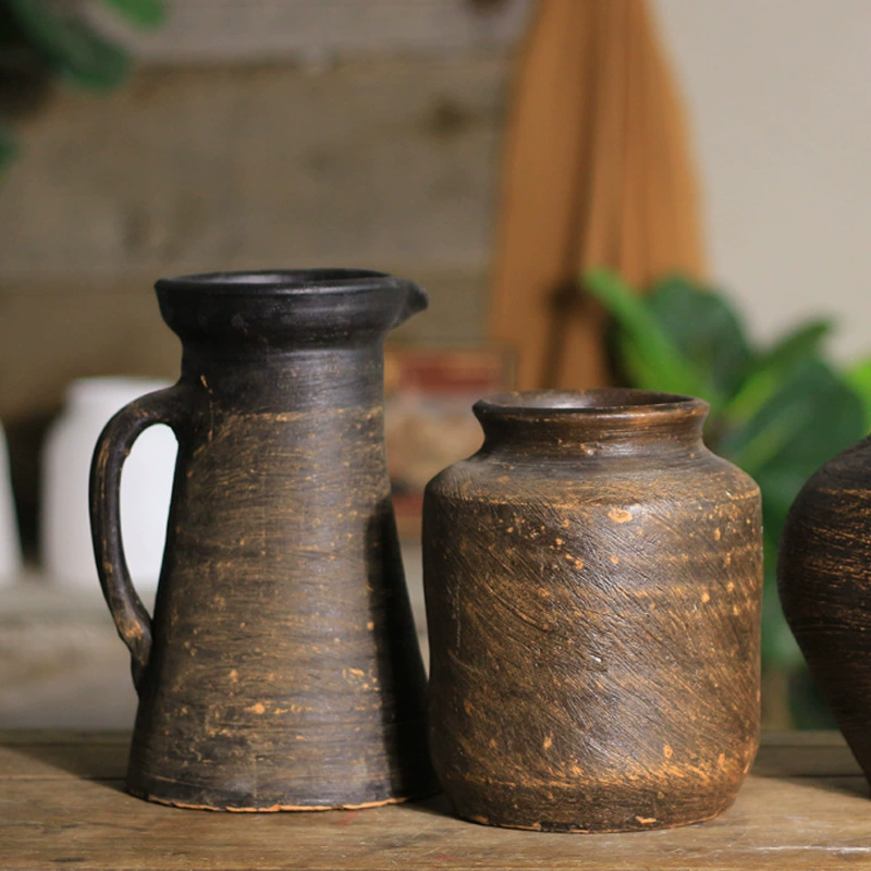 Большой калибр ваза из тишины ветра, глиняная китайская ваза в стиле ретро ручной работы