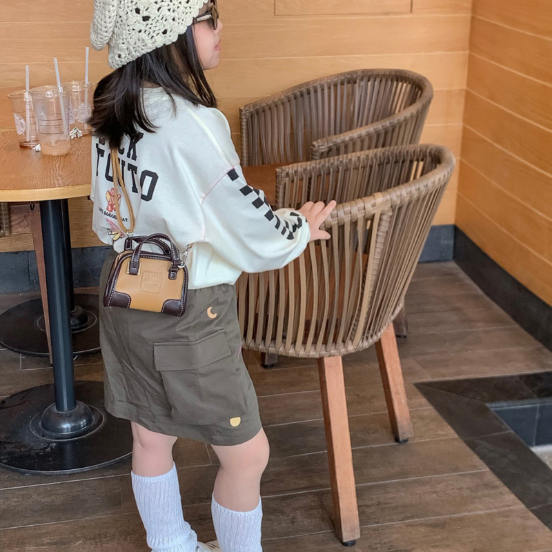 Bolso de hombro de niña de color de contraste de moda coreana, letra de estilo occidental, mini bolso de bebé, nuevo bolso de comercio exterior para niños