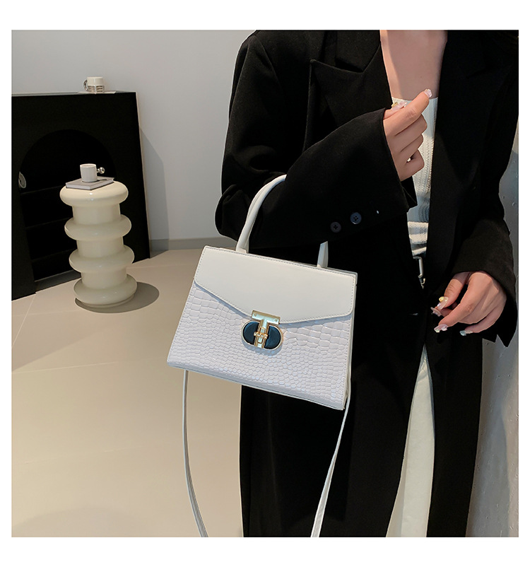 Korean Women's 2024 New Crocodile Pattern Single Shoulder Crossbody Fashion Handheld Small Square Bag_voghion.com