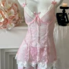 4576 tender pink lace suspender nightgown