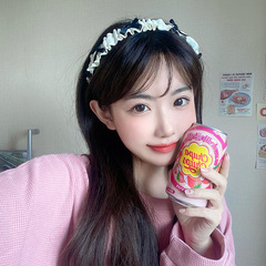 日系少女心洛麗塔甜美可愛蝴蝶結褶皺發箍外出百搭荷葉邊邊頭飾女