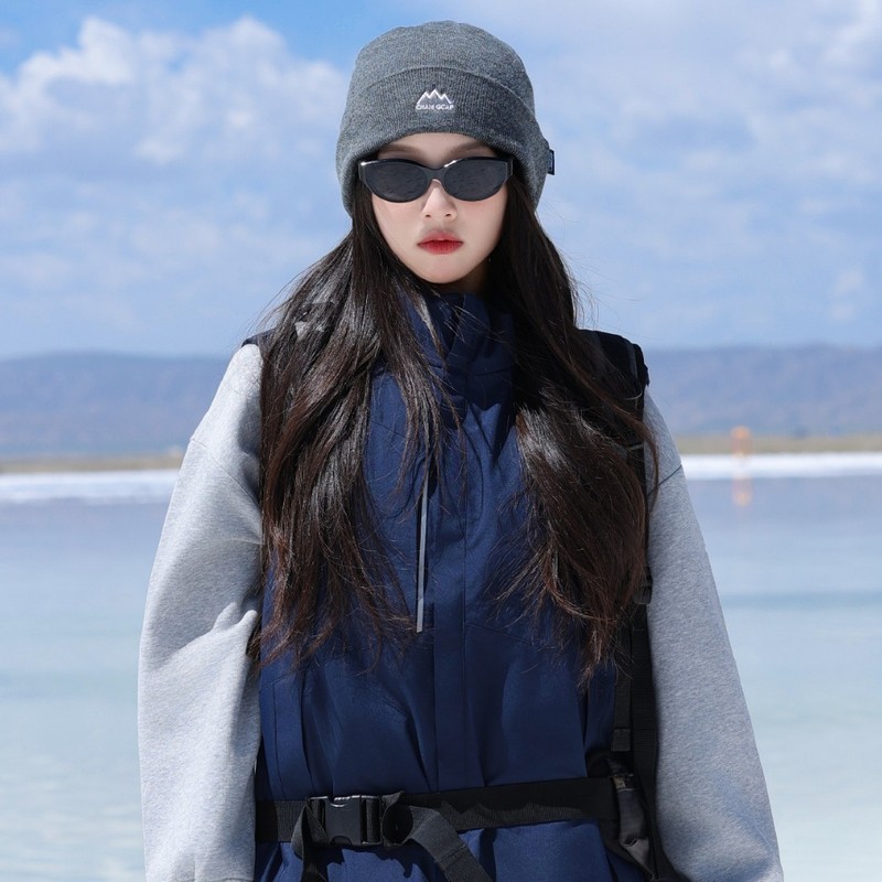 堆堆帽女帽户外登山防风帽秋冬包头针织帽护耳韩版冷帽时尚月子|undefined