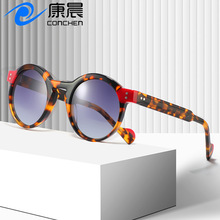 2025欧美板材拼料墨镜时尚朋克小框美式轻奢风跨境圆框偏光太阳镜