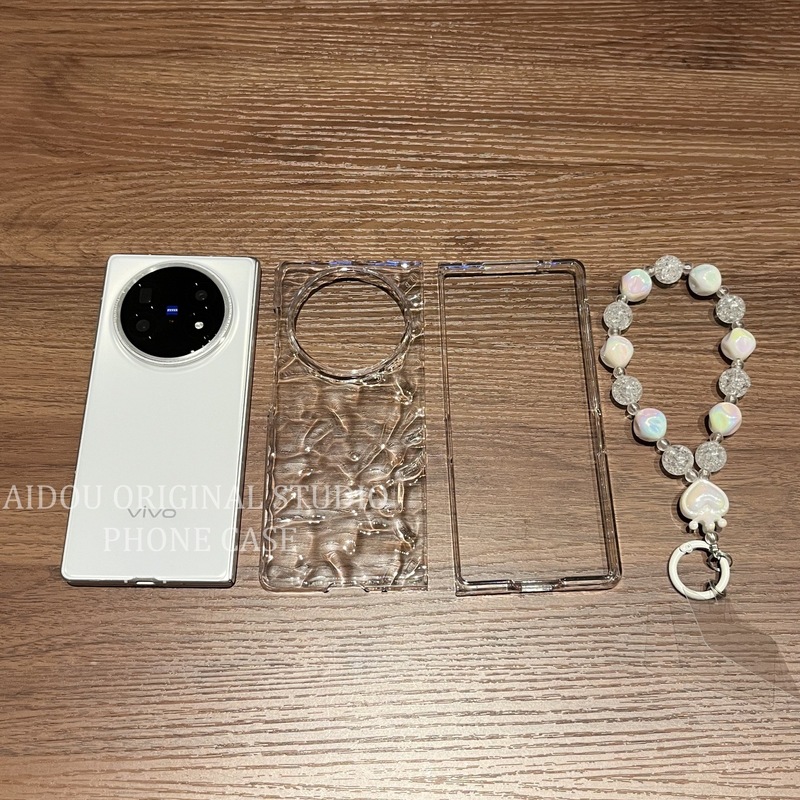 适用vivoXFold5手机壳新款折叠屏透明波浪纹vivoXFold5Pro保护壳华为X6全包防摔创意手链ins风时尚简约手机套|undefined