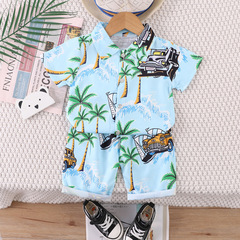 Children's clothing, boys' summer suit, baby's summer beach clothes, children's short-sleeved pants, stylish children's casual two-piece set