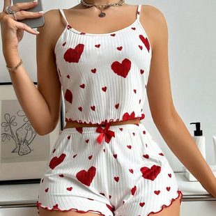 2024 Summer New European and American Cute Suspender Print Sweet Sleeveless Casual Japanese Summer European and American Style Personality