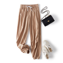 59包邮特价 不退换 K23 松紧腰系带工装风 收口裤口瘦休闲裤女