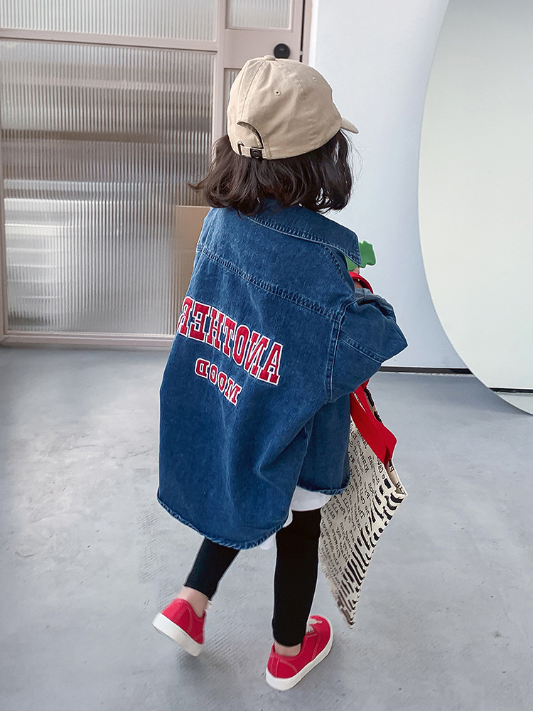 Women's Long-Sleeve Denim Jacket Trendy Spring and Autumn 2023 New Children's Internet Celebrity Top Baby Autumn Outfit 55005