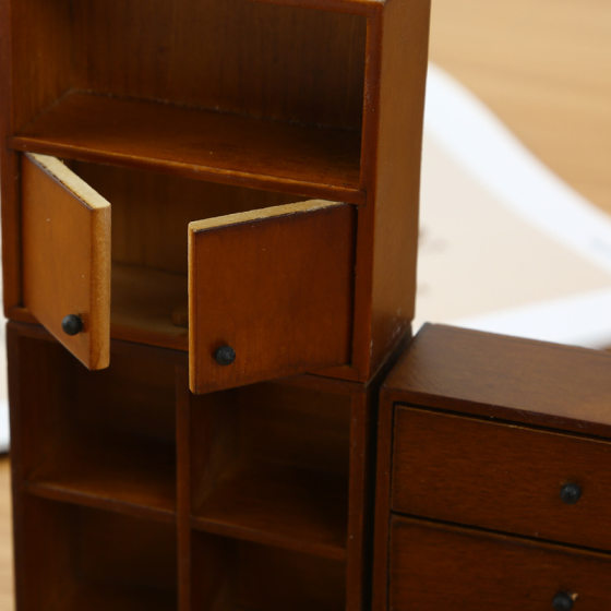 DIY Doll House Model 1:12 Miniature Mini Furniture Walnut Color Combination Cabinet Simulation Furniture Display Cabinet