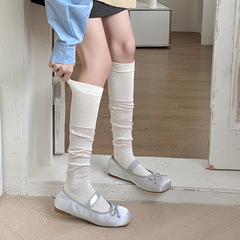 春夏季小腿襪子女芭蕾風長筒襪韓系純色日系堆堆襪顯瘦薄款及膝襪