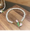 Painted bracelet from pearl, brand small design advanced chain for key bag , Korean style, high-quality style, flowered