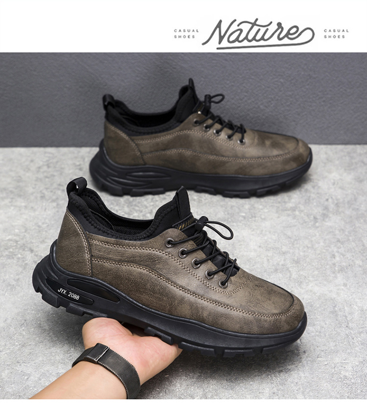 Freizeitschuhe für Herren, Lederschuhe, Sneakers aus Canvas, leicht zu reinigende Sneakers mit Fußgewölbeunterstützung_voghion.com