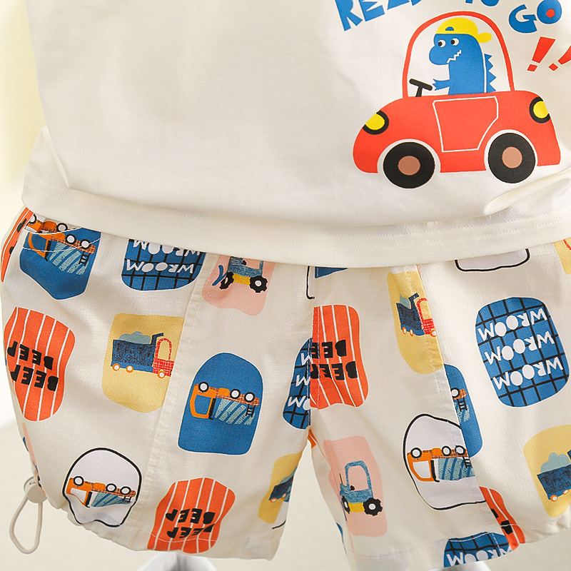 7822 Traje de chaleco de verano para niños 2025 nuevo chaleco de dibujos animados para bebés pantalones cortos para bebés ropa para niños delgada