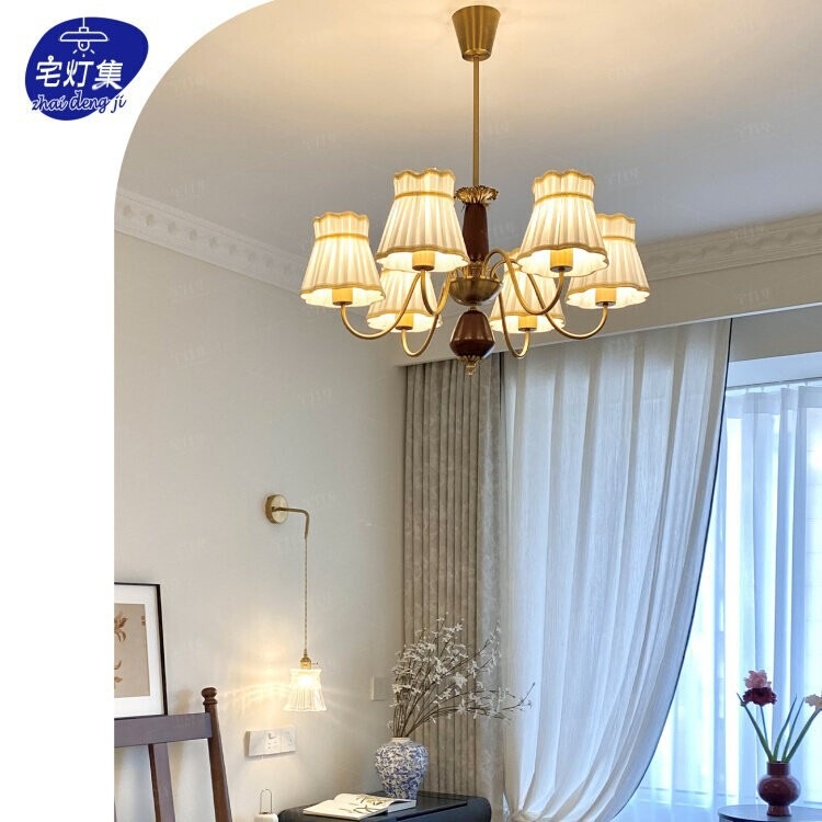 American 1940s mid-century solid wood living room chandelier, French vintage old money style bedroom and study lighting fixture American 1940s mid-century solid wood living room chandelier, French vintage old money style bedroom and study lighting fixture
