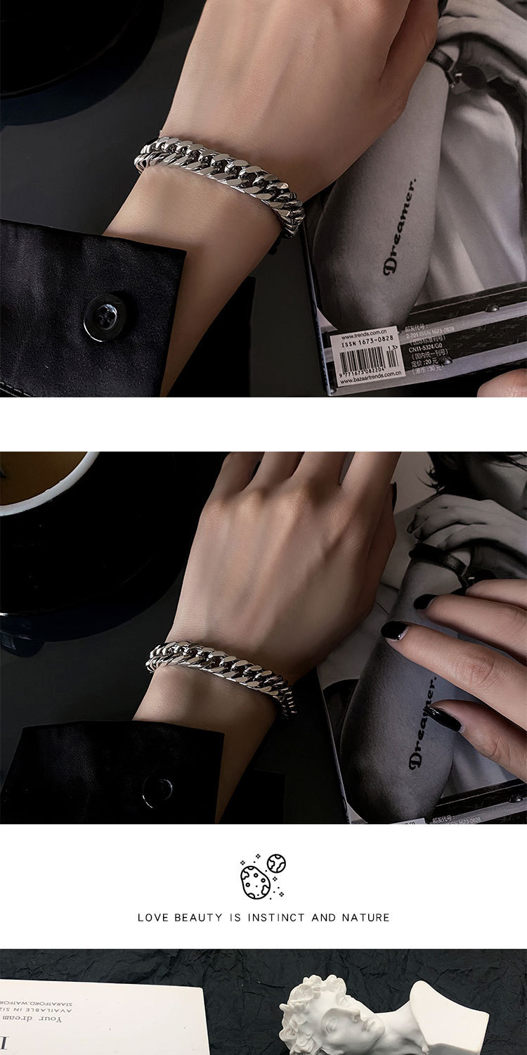 Holiday, Daily Occasion Hip-Hop Solid Color Titanium Steel Plating Men's Bracelets Men's Chain Bracelets