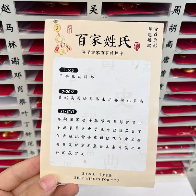 国潮国风高档招财钥匙挂件挂链好运吉祥饰品手机链百家姓包包挂件|undefined