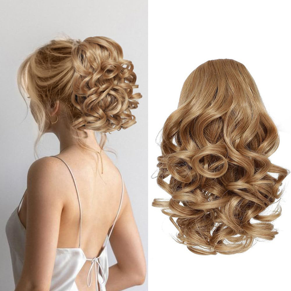 Cross-Border European And American Style Drawstring Short Roman Curl Natural Realistic Synthetic Fiber Wavy Ponytail_voghion.com