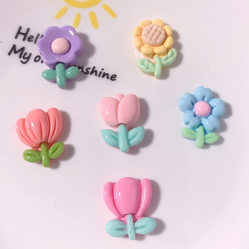 Girasoles brillantes flores de sol tulipas accesorios de resina de flores DIY adornos de cabello hebilla de zapatos parches de caso de teléfono móvil