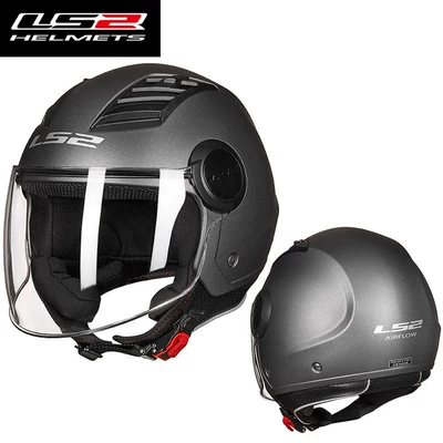 Ls2 Helmet for Men and Women, Large Size Motorcycle Half Helmet, Electric Vehicle Safety Helmet, Suitable for All Seasons, Winter, 3C Certified (Motorcycle Safety Supplies) - matt-light-gray-l