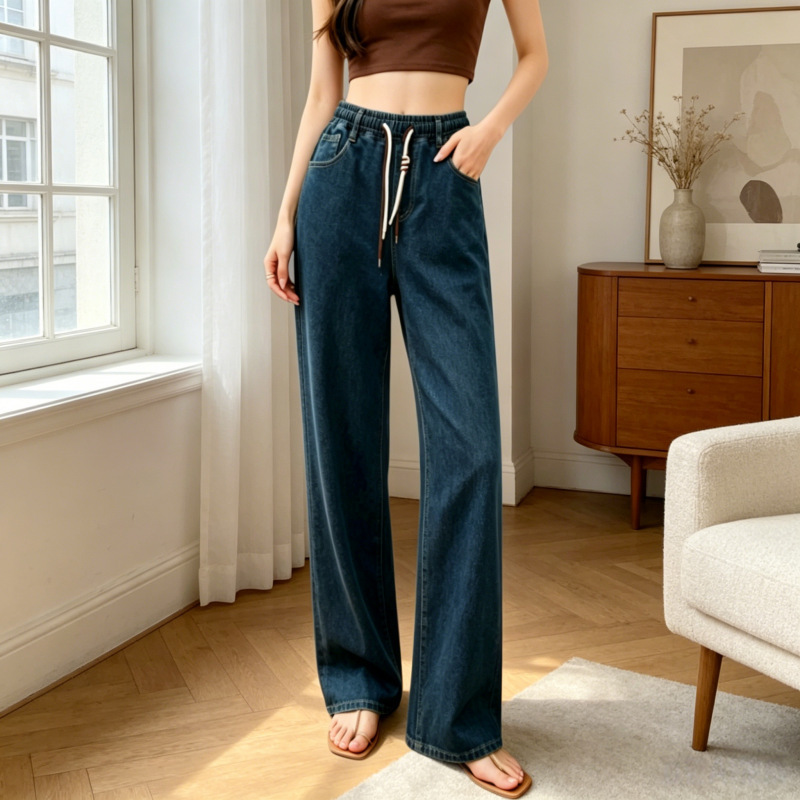 Russian Foreign Trade Plus-Size Extra-Long Women's Straight-Leg Jeans, Loose Fit, Slimming, Stretchy, Extended Length, Women's Denim, Cross-Border Russian Foreign Trade Plus-Size Extra-Long Women's Straight-Leg Jeans, Loose Fit, Slimming, Stretchy, Extended Length, Women's Denim, Cross-Border