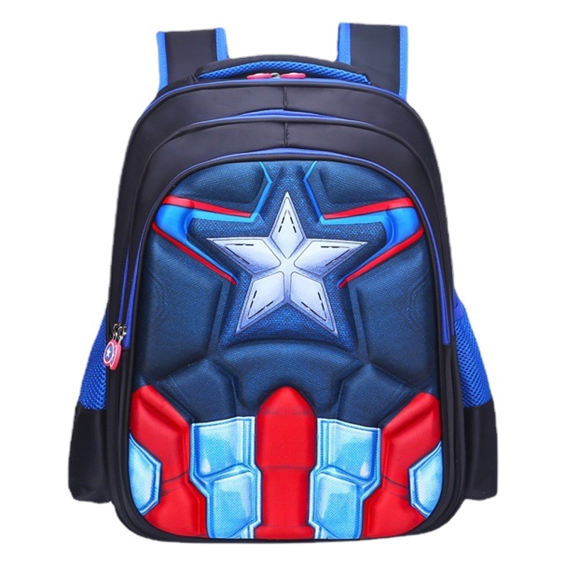 Escuela Primaria estudiante de dibujos animados niño mochila niños transfronteriza entrega de una sola pieza Spider-Man Capitán América en stock mochila