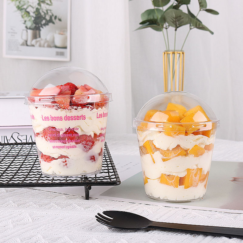 PS塑料一次性木糠杯蛋糕杯圆形慕斯杯带盖布丁甜品提拉米苏透明杯