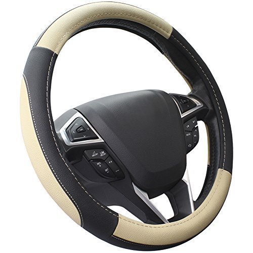 車のステアリングホイールカバーユニバーサル標準サイズ 14.5-15inch マイクロファイバーレザーステアリングホイールカバー|undefined