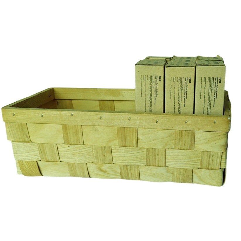 El estilo simple de la canasta de almacenamiento diaria de madera tradicional es adecuado para la exhibición de productos en la tienda y el almacenamiento en el hogar.
