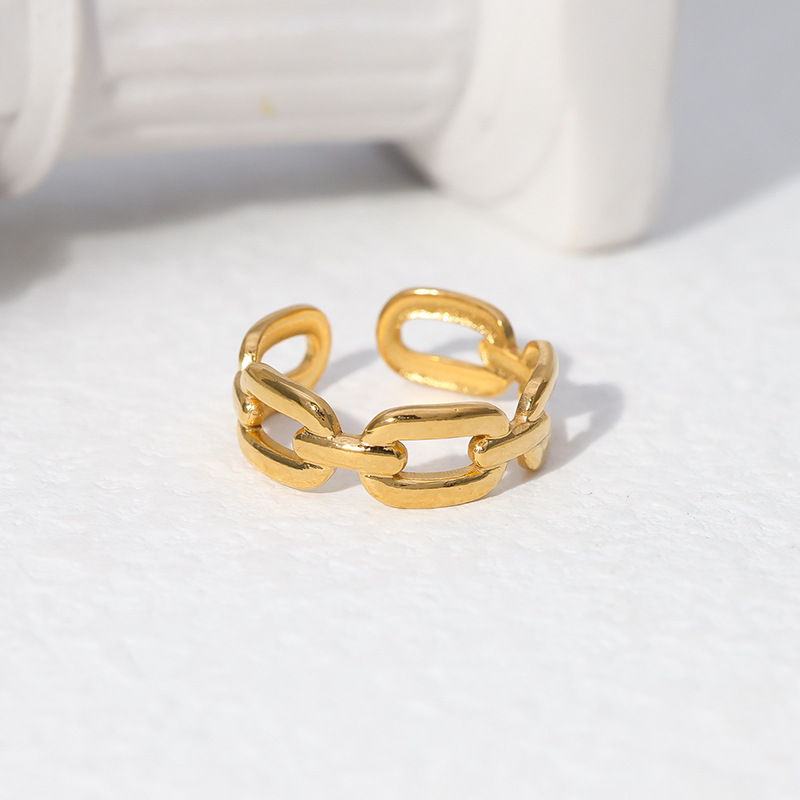 Fashion Solid Color Stainless Steel Chain Open Ring 1 Piece