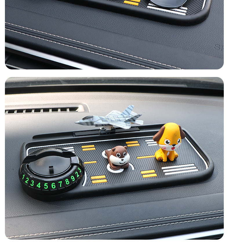 Car-Specific Multifunctional Phone Holder Anti-Slip Mat Dashboard Stabilizer Anti-Slip Storage Mat Car Number Plate Holder