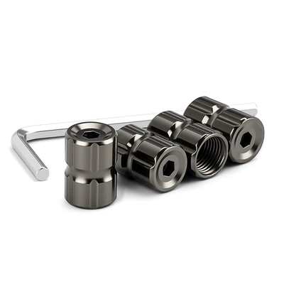 Car tire anti-theft valve cap anti-deflation motorcycle universal decoration modified air nozzle car valve core cover (valve) - titanium-black-set-of-4-with-anti-theft-tools