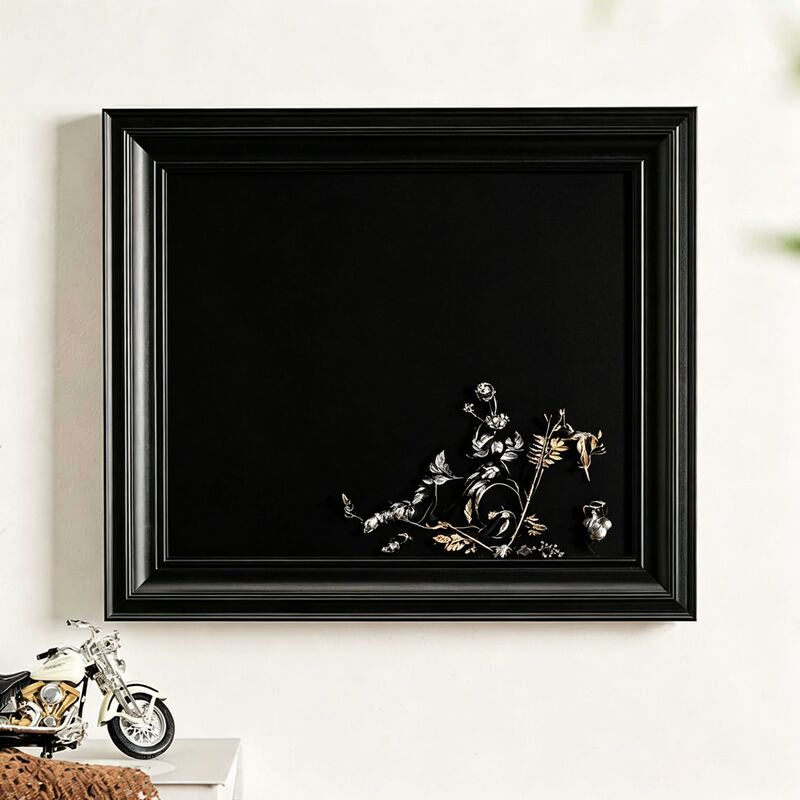 Vintage black photo frame with a high-end feel, A3 solid wood large picture frame, empty frame for mounting decorative paintings, wall-mounted, square, custom-made