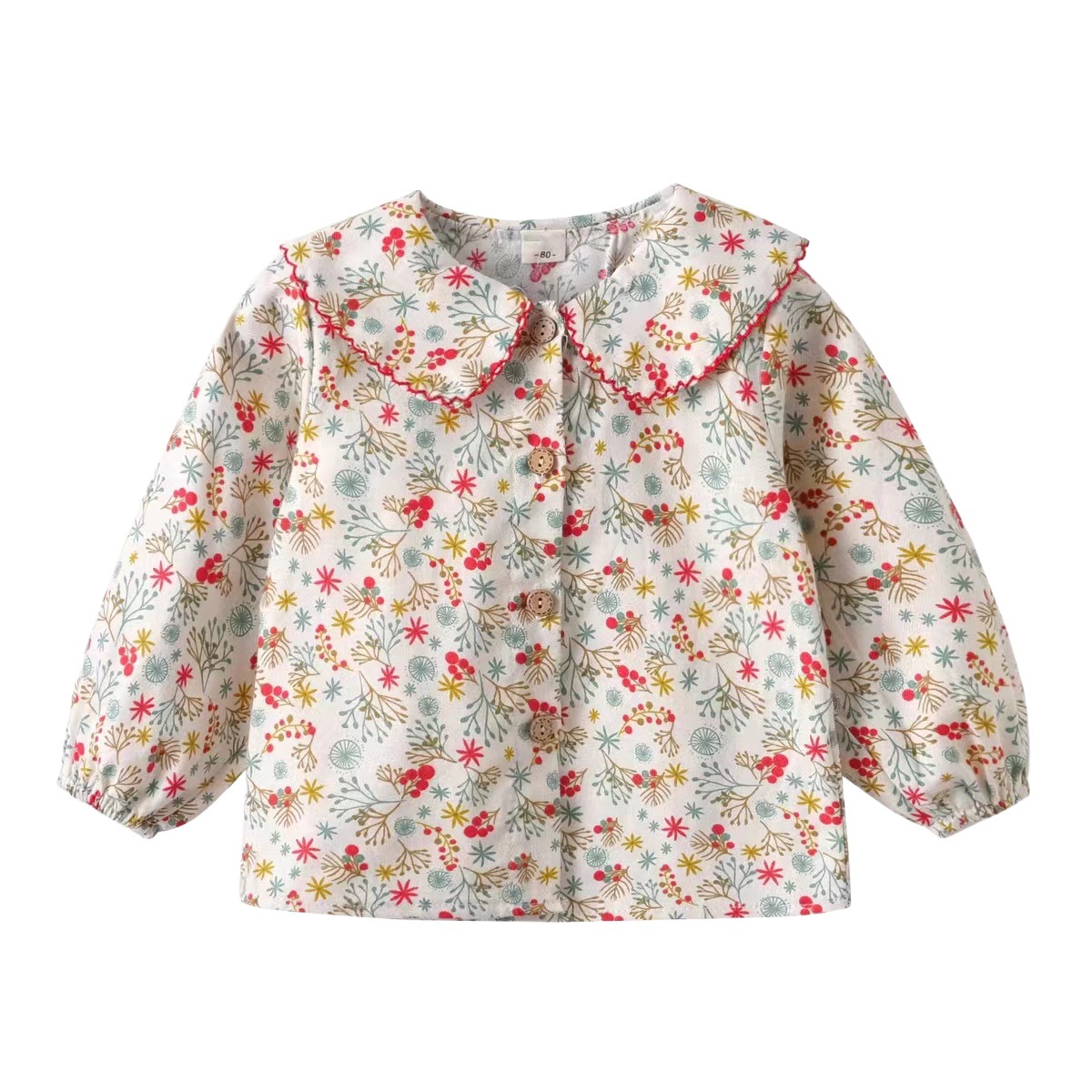 Niñas camisa 2024 primavera y otoño nuevo floral Top muñeca de moda coreana estilo occidental bebé niña princesa estilo vestir prendas exteriores
