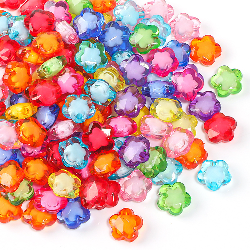 Acrílico color Pearl zhongzhu dibujos animados estrella de cinco puntas amor agujero recto cuentas DIY cadena de teléfono móvil accesorios de joyería de pulsera