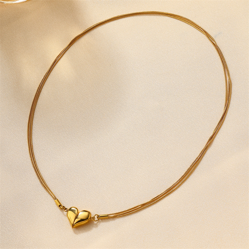 17g Weight Pendant Necklace Classification 1 Piece Quantity Holiday Occasion Stainless Steel, Titanium Steel Material Heart Shape Pattern Women's Gender Plating Design Cute, Sweet Style Heart Shape Stainless Steel Titanium Steel Cute Sweet Pendant Necklace 8