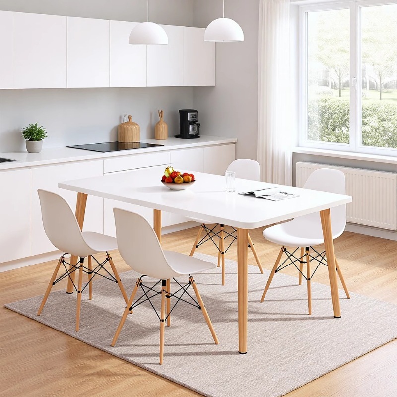 Nordic Solid Wood Dining Table for Home Simple Modern Rectangular Table Round Table Simple Rental Dining Table Restaurant Table and Chairs