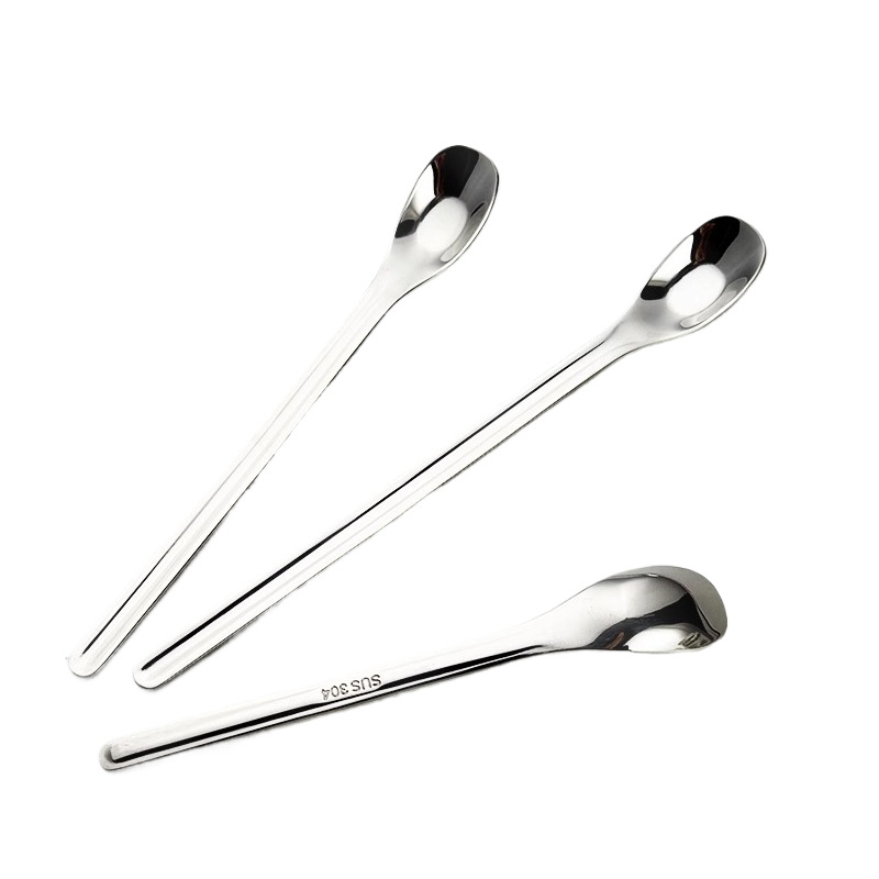 Cuchara de acero inoxidable 304 con mango largo para remover, ideal para tazas de hielo, café y bebidas, con cabeza cuadrada._voghion.com