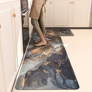 Light Luxury Marble Square Printing Diatom Mud Kitchen Mat Dirt Resistant Washable Bathroom Entrance Door Mat