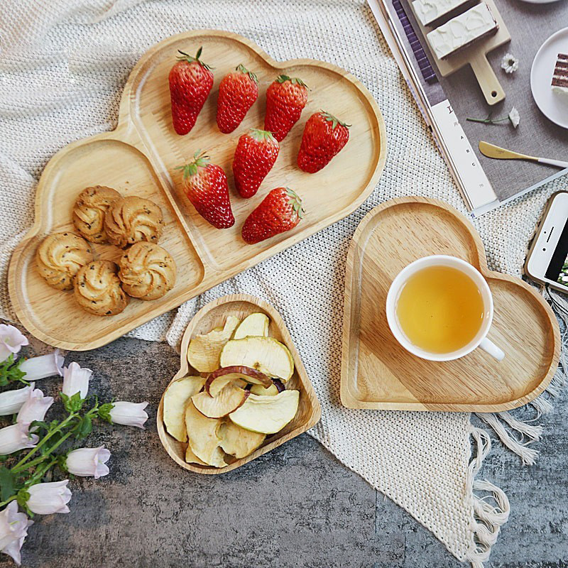 bandeja de madera creativa de amor frutas refrigerios bandeja de madera de la tarde para la fiesta snack bandeja de bambú