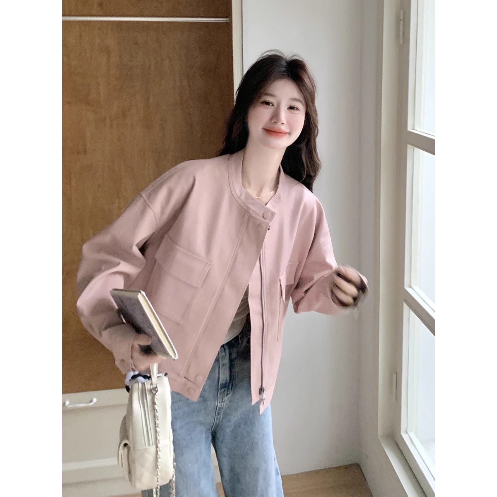 2025 봄/가을 신상 여성용 가죽 자켓, 숏 스타일, 다용도 캐주얼, 샤넬 스타일 자켓 A3300