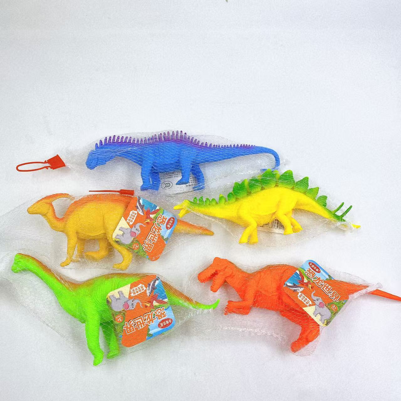 Simulación de animales modelo de dinosaurio de piel sonido juguetes sonidos muñecas de plástico bolsas de red grandes dinosaurios 2 yuanes lotes de departamentos