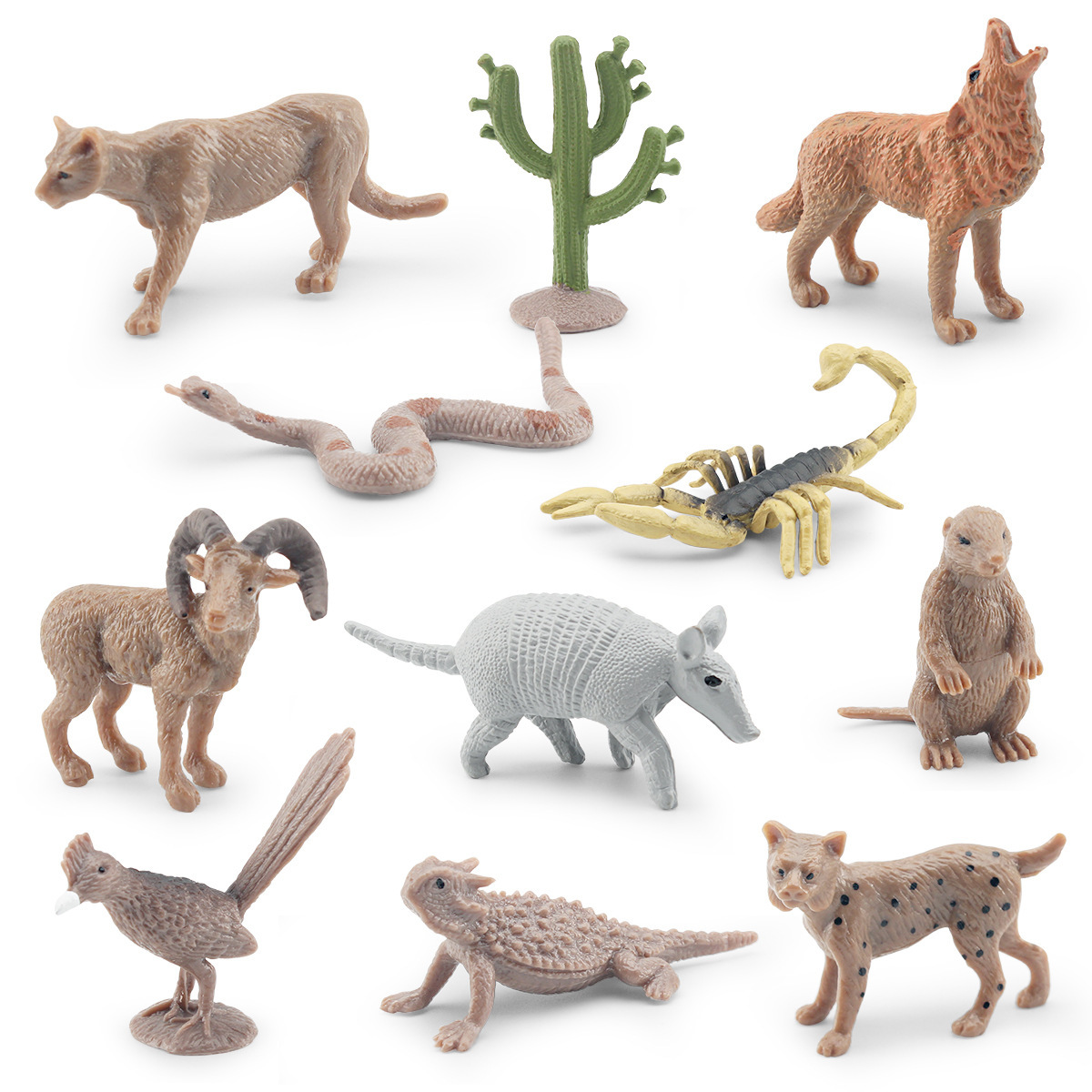 Transfronterizo simulación desierto animal modelo Cougar cascabel cactus Groundhog Coyote escorpión adornos estáticos