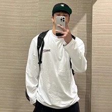 巴黎长袖男t恤可乐刺绣纯棉男T恤 休闲打底衫宽松世家t恤男女同款