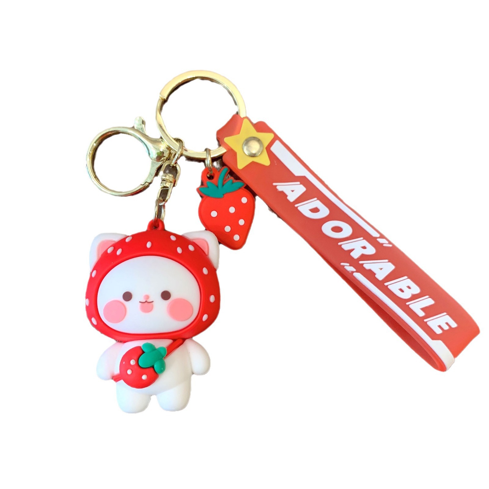 Lovely Fruit Cat Keychain Cartoon Doll Colgante Car Keychain Colgante Bolso de pareja Colgante Regalo