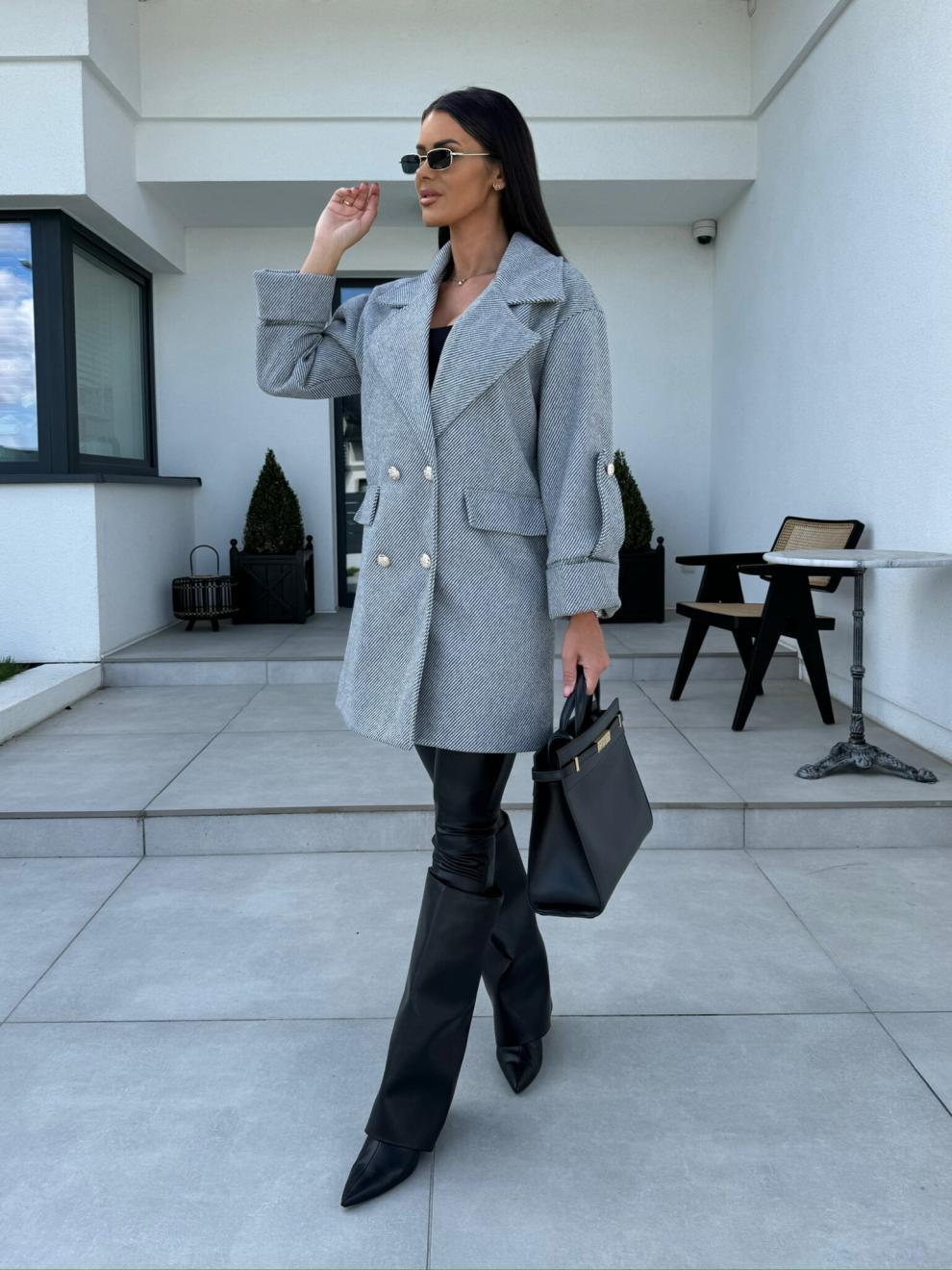 Women's Clothing New solid color H type suit collar woolen coat_voghion.com