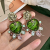 Design earrings, advanced green silver needle, fashionable brand accessory, high-quality style, wholesale