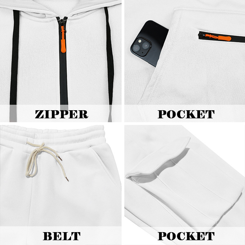 Heavyweight Fleece-Lined Big & Tall Men's Workwear Jogger Set Winter Cargo Pocket Hoodie & Pants_viptrois.com