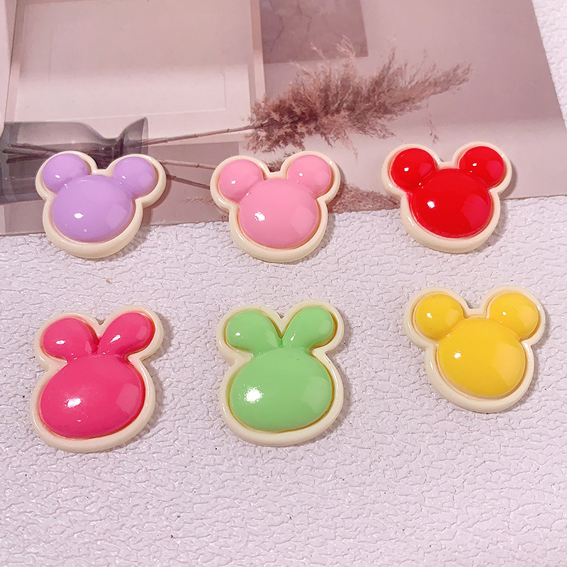 Nuevo dibujo animado trazado pequeño Mickey diy accesorios de resina tocado clips de cabello crema goma botones de zapatos materiales hechos a mano al por mayor